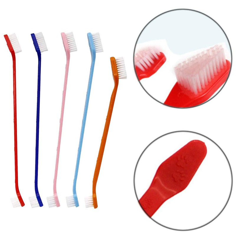 N\A 5 Pcs Pet Toothbrush Dual Headed Long Handle Dog Toothbrushes for Pet Dental Care - PawsPlanet Australia