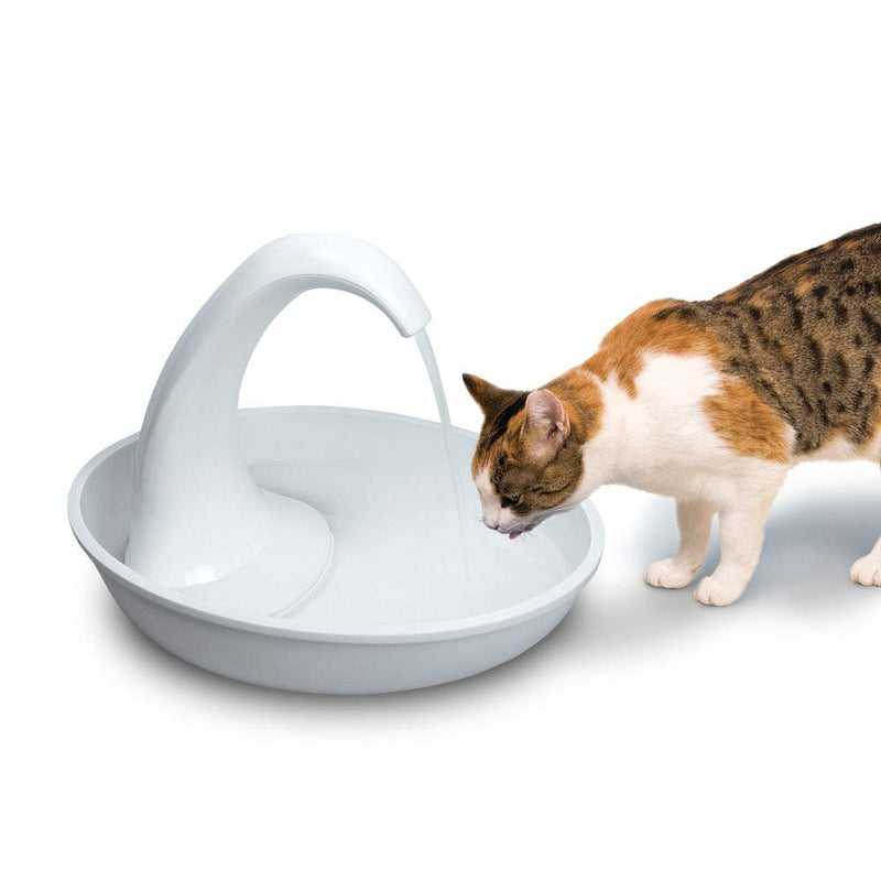 [Australia] - Pioneer Pet Swan Pet Drinking Fountain: 80oz Water Capacity White Plastic 