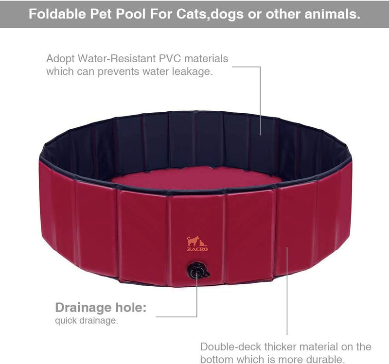 Zacro 120cm Foldable Large Dog Pool Pet Dog Cats Paddling Bath Pool Large Bathing Tub for Dogs Cats and Kids (47Inch X 11.8 Inch/120cm x 30cm) - PawsPlanet Australia