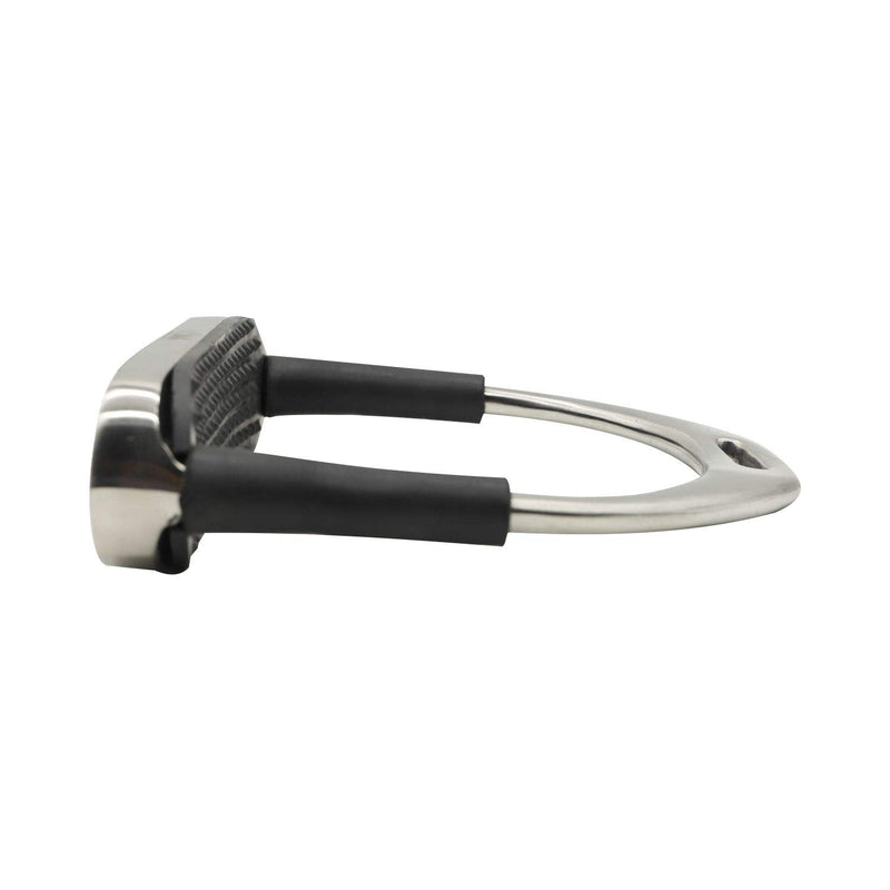 AK Folding Flexi Movable Stainless Steel Horse Riding Equestrian Stirrups with Black Tread (4 INCHES, Silver) 4 INCHES - PawsPlanet Australia