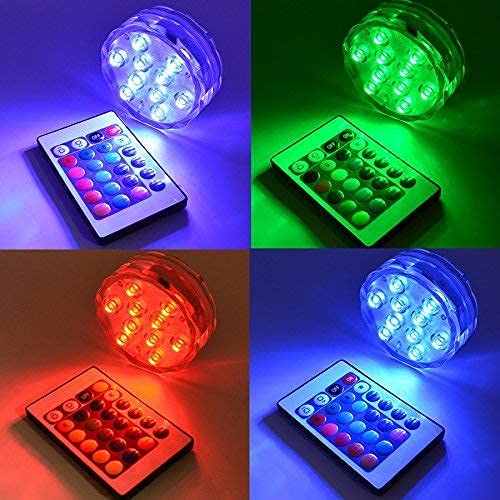 Submersible LED Lights, 4 Packs Waterproof Underwater Lights with Remote Control, Bath Lights with 16 Colors, Pond Lights, EFX Led Light, Pool Lights for Swimming Pool, Hot Tub Lights, Party Decor - PawsPlanet Australia