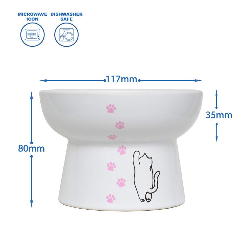 Raised Cat Bowl,Elevated, Porcelain Made, Pet Supplies, Backflow Prevention, Stress Free, Small to Medium, Safety Choice for Your lovely pet, Superior for Wet and Dry Food - PawsPlanet Australia