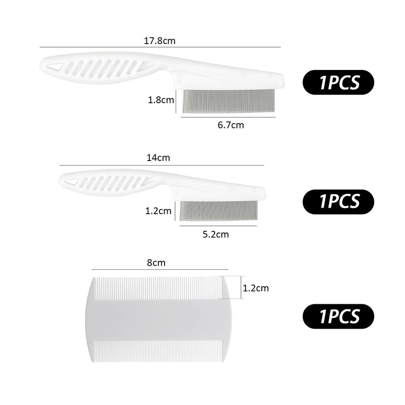 3 Pcs Pet Comb, Pet Flea Comb, Stainless Steel Pet Flea Comb, Pet Hair Comb, Double Row Flea Comb, Used for Removing Floating Hair, Lice Cleaning, etc. (White) - PawsPlanet Australia