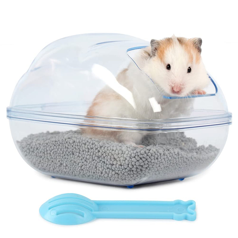 BUCATSTATE Hamster Sand Bath Container Large Transparent Plastic Toilet with Scoop Set for Small Pet Animals Cage Accessories Blue - PawsPlanet Australia