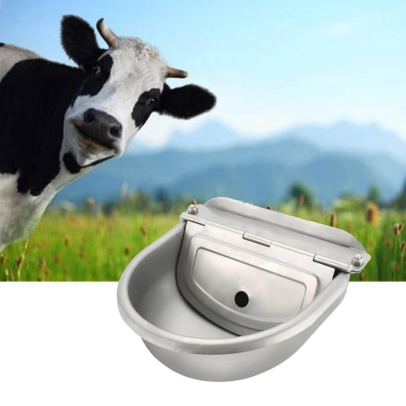 NATGAI Automatic Stainless Steel Waterer Bowl with Float Valve and Drainage Hole Water Trough Farm Grade for Horse Cattle Goat Sheep Dog - PawsPlanet Australia