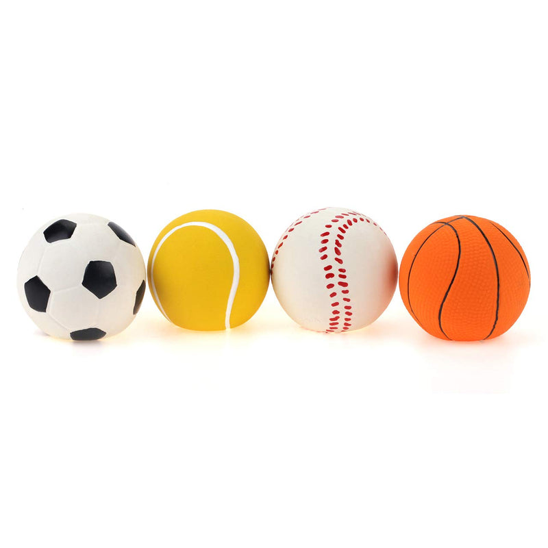 Chiwava 4 Pack 2.4" Squeak Latex Puppy Dog Toy Ball Sports Balls Sets Fetch Interactive Toy for Small Dog Assorted Color - PawsPlanet Australia