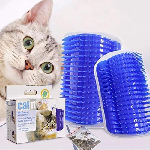 [Australia] - Cat Self Groomer 4 Pack Brush Upgraded with Catnip Pouch All-In-One Face Wall Corner Arch Scratcher Trimmer Brushes Pet Grooming Massage Combs Softer Soft Toy for Short Long Fur Cats Dogs Kitten Puppy 