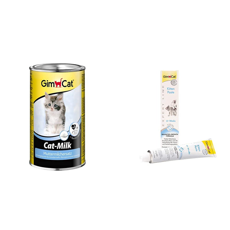 GimCat Cat-Milk Breast Milk Substitute - Vitamin-Rich Cat Milk with Taurine and Calcium - 1 Can & EXPERT LINE Kitten Paste - 1 Tube (1 x 50 g) - PawsPlanet Australia