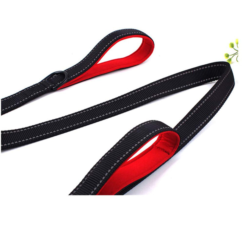 Yih Vane Double Handle Dog Leash, 4.9ft Nylon Reflective Dog Lead with Padded Handles for Small to Medium Dogs - Red Red & Black - PawsPlanet Australia