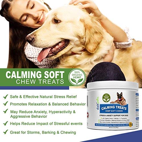 DakPets Hemp Calming Treats for Dogs - Made in USA w/Hemp Oil - Dog Anxiety Relief - Natural Separation Aid - Stress Relief - Fireworks - Storms - Barking 120 Soft Chews - PawsPlanet Australia