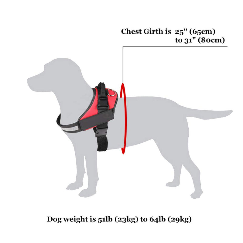 [Australia] - SunGrow Dog Harness and Leash, Adjustable from 25.6 to 31.5 Inches, Red Durable Nylon, No-Pull, Easy to Control Design, Securely Fits Medium and Large Breeds, Ideal for Collies and Huskies, 1 Set 