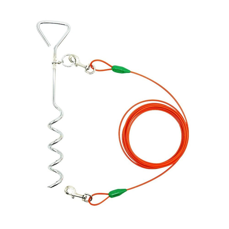 [Australia] - Petest Tie-Out Cable with Crimp Cover for Dogs Up to 35/60/90/125/250 Pounds, 15ft 25ft 30ft Length Available 8.8mmX16&60lbs15ft Darkgreen & Orange 