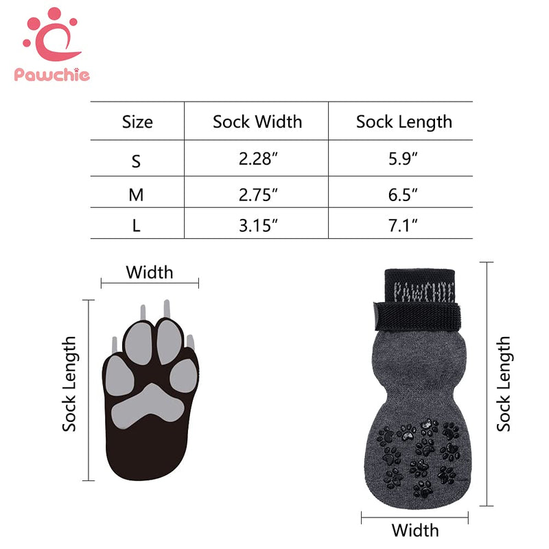 PAWCHIE Dog Socks for Hardwood Floor with Strap Indoor Anti Slip Knit Paw Protector Traction Control Grey Small (4 Count) - PawsPlanet Australia