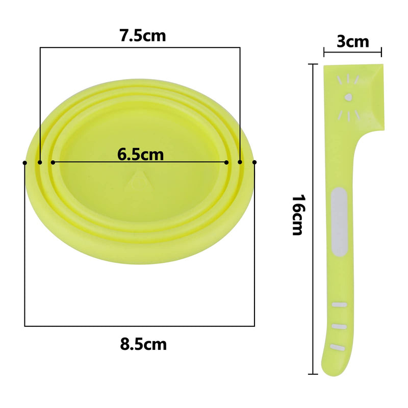 Dog Cat Can Covers and Spoons Set,2Pack Cute Cat Shaped Lids with Right Angle Spoons Universal 1 Fit 3 Size Can Lids Pet Food Can Tops,Green and Pink - PawsPlanet Australia