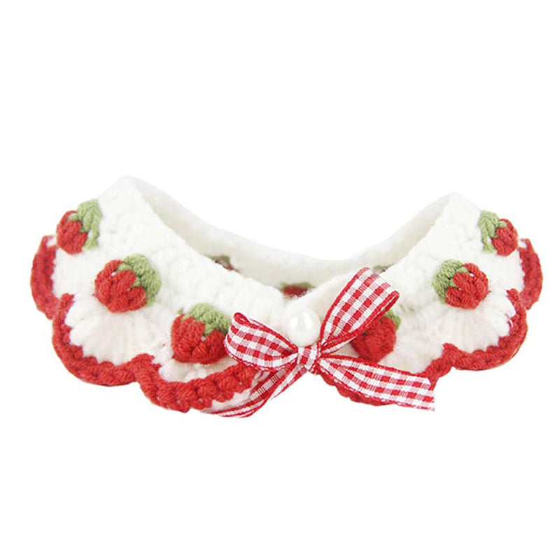 Handmade cat collar with safety release adjustable collar for kittens, puppies and small puppies strawberry S - PawsPlanet Australia