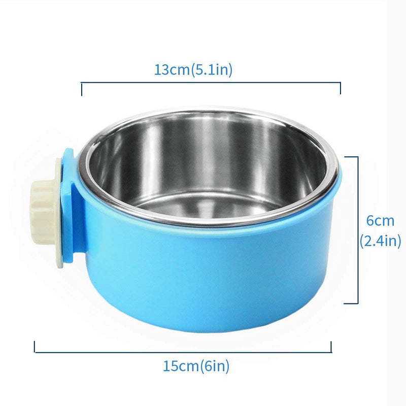 Joyoldelf 2-in-1 Pet Hanging Bowl for Crates & Cages Removable Stainless Steel Dog Bowl with Plastic Puppy Feeder Food Water Bowl for Cat, Rabbit, Bird, Hamster, Shitzu, Ferret - PawsPlanet Australia