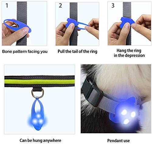 LaRoo Dog Collar LED Light, Clip on Collars Charms Silicone Waterproof Necklaces Blinker Pendants Safety Lights for Night Outdoor Walk with 3 Flashing Modes for Pet Cats Dogs blue - PawsPlanet Australia