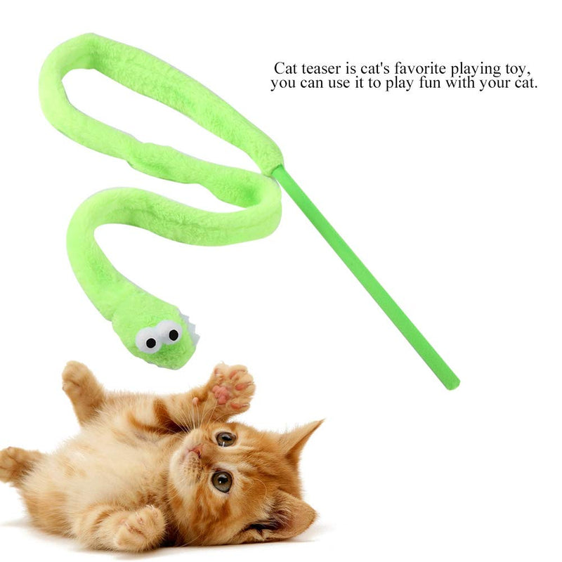 [Australia] - Pssopp Cat Teaser Toy, Cartoon Snake Shape Cat Teaser Wand Toy Interactive Reusable Plush Catnip Cat Toys Funny Cat Kitten Pet Playing Toy (Green) Green 