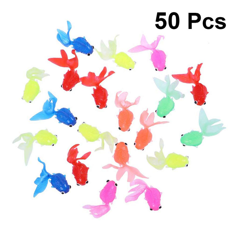 [Australia] - Amosfun 50 Pcs Goldfish Toy Soft Rubber Goldfish Simulation Fish Tank Decoration Fake Fish Toy 