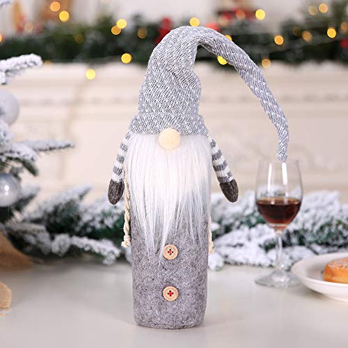 Christmas Gnomes Wine Bottle Cover with 15 oz Red Truck Wine Glasses, Handmade Swedish Tomte Gnomes Wine Bottle Toppers Santa Claus Bottle Bags for Holiday Home Christmas Decorations Gift (4 PC) - PawsPlanet Australia