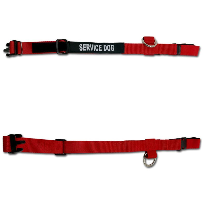 [Australia] - Homiego K9 Service Dog Collar, Adjustable Nylon Dog Collar with Reflective Service Dog Patch for Small Medium Large Dogs L Red 