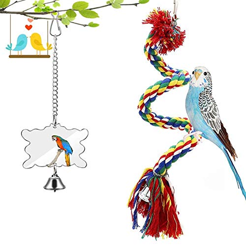 [Australia] - Bird Toys Parrot Swing Toys - 16 PCS Birds Parrot Toys Bird Cage Toys Bird Swing Toys Bird Swing Toys Chewing Toys with Bells Toys Handmade for Finches Small Parrots Parakeets Cockatiels Conures 