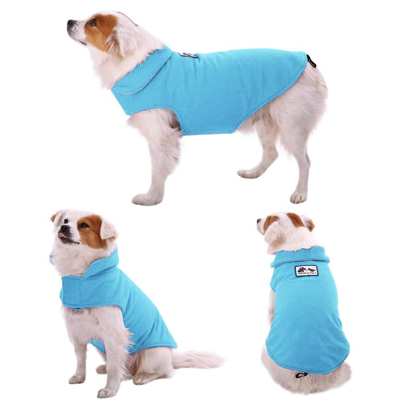DENTRUN Windproof Winter Warm Fleece Dog Coat Jacket Reflective Soft Pet Dog Vest Apparel Overcoat for Small Medium Large Breeds for Cold Weather Leash Access X-Small Blue - PawsPlanet Australia