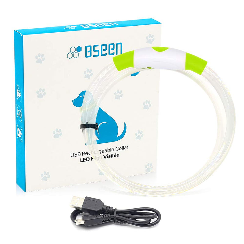 [Australia] - BSEEN LED Dog Collar, USB Rechargeable Glowing Pet Collar, TPU Cuttable Dog Safety Lights for Small Medium Large Dogs Green 