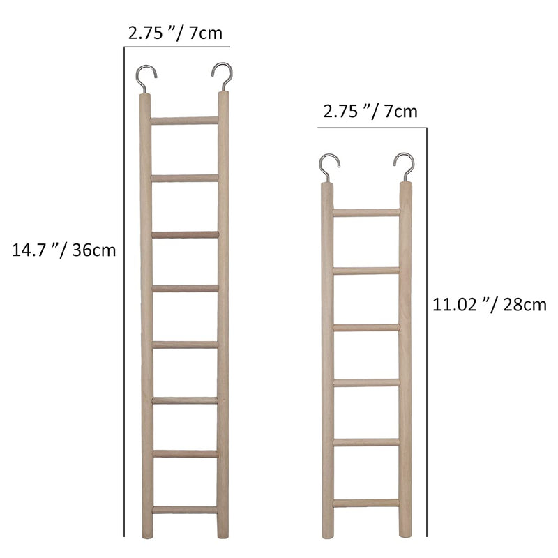 2pcs Birdie Basics Wooden Ladder for Bird Cage Climbing Ladder Toy for Parakeets Parrots Cockatoo 6 Step & 8 Step - PawsPlanet Australia