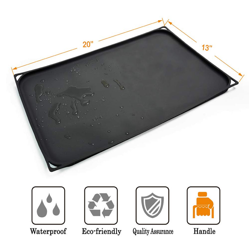 Gosmol Dog Food Mat XL (24x16) or L (20"x13") – 0.5 inch Raised Edge Waterproof Pet Dog Food Tray, Washable Dog Bowl Mat, Nonslip Pet Dog Feeding Mat, Silicone Dog Placemat for Floors M/L - 20x13x0.6 inch Black - PawsPlanet Australia