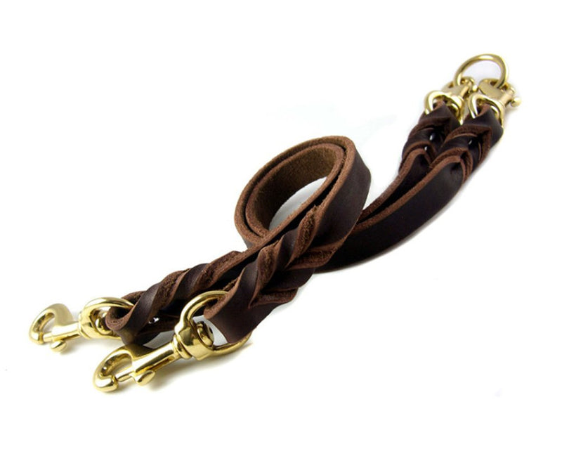 [Australia] - ZEEY Luxury Leather Double Dogs Walking Leads for Medium/Large Pet Dogs, 55cm Long Each and 1.2 Wide, Carefully Handmade Soft Durable Twin Two Dogs Training Leads 