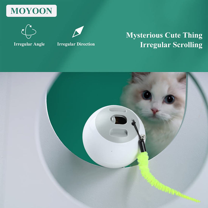 MOYOON Cat Dog Toy, Almost Indestructible Multifunctional Teeth Cleaning and Gum Massage Dog Chew Toys | Interactive Cat Toy with Bell Little Feather Tail, Pet Toys for Your Choose Cat Rolling Toy - PawsPlanet Australia