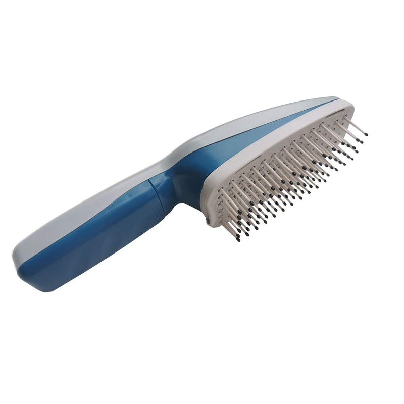 [Australia] - DotDotQ Ionic Pet Bath Brush for Dogs Grooming Cats Soft Tool for Sensitive Skin Removes Dander, Dirt, and Detangles Deshedding Comb Blue 