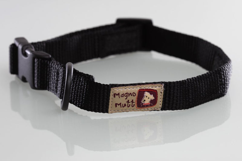 Magno Mutt - Advanced Magnetic Dog Collar - Jet Black - Small (12 ½ – 15 ½ in.). Now with new Metal D Ring - PawsPlanet Australia