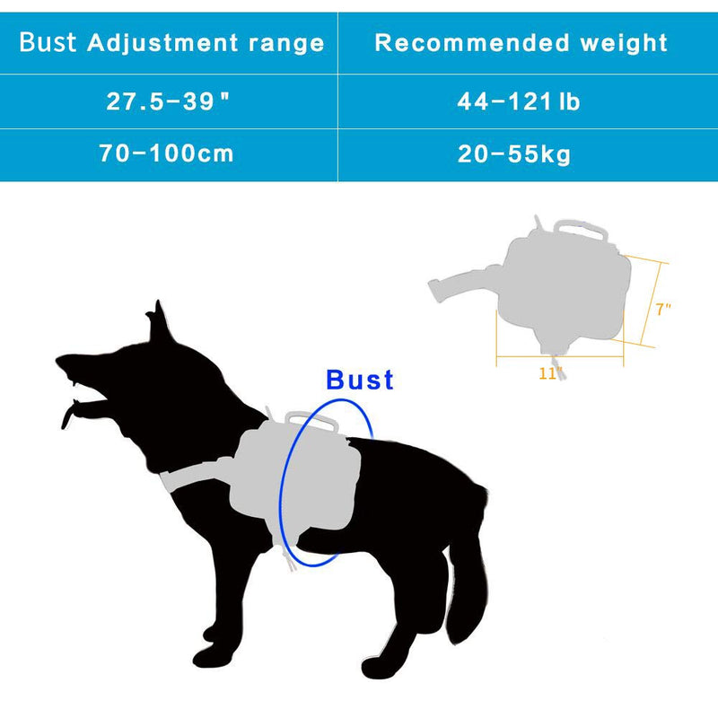 [Australia] - EXCELLENT ELITE SPANKER Dog Pack Hound Dog Saddle Bag Backpack for Travel Camping Hiking Medium & Large Dog with 2 Capacious Side Pockets Black 
