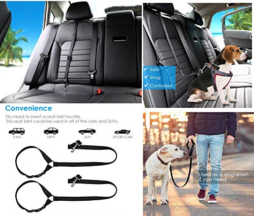 Anlising Car Dog Safety Belt, Pack of 2 Dog Safety Belt, Universal Dog Safety Belt, Adjustable Dog Belt with Elastic Shock Absorption for All Dog Breeds - PawsPlanet Australia