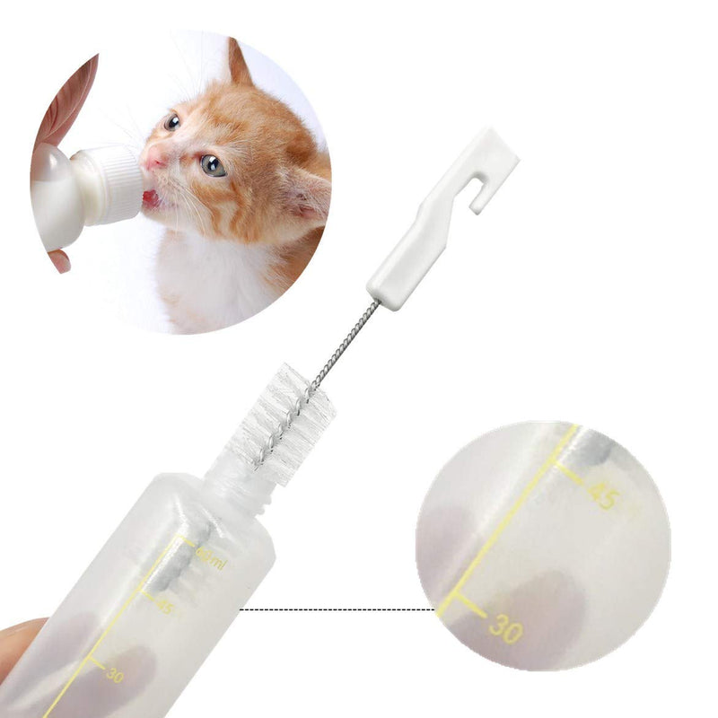 7 Pcs Cat Nursing Bottle 60ml Pet Feeding Bottle with Replacement Nipples and Cleaning Brushes for Pet Puppy Cat Kitten Rabbit - PawsPlanet Australia