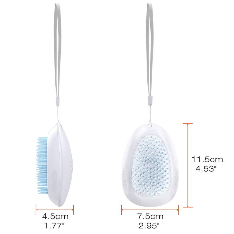 [Australia] - Pawaboo Cat Grooming Brush, One-Click Pet Self Cleaning Slicker Brush Deshedding Tool with Wrist Strap, Anti-Slip Home Grooming Pet Hair Shedding Comb Bristles for Cats Dogs, Quick Release, Sky Blue 
