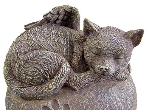 [Australia] - Cat Ashes Urn - Heart Shaped Sleeping Angel Cat Memorial Urn 