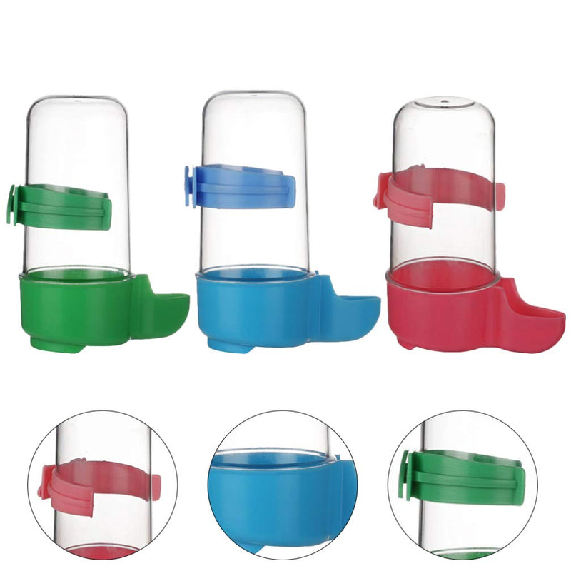 POPETPOP 3pcs Automatic Bird Feeders Bird Water Bottles Food Dispensers Hanging in Birds Cage for Cockatiel Parrots Budgie Lovebirds (Red Blue Green) - PawsPlanet Australia