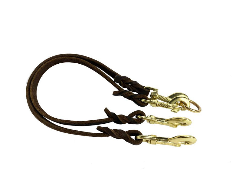 AWE WOLF Dual End Double Dog Leash - Two Dog Adjustable Length Dog Leash - Twist Braid Leather Dog Leash for Small Medium Large Dogs - PawsPlanet Australia