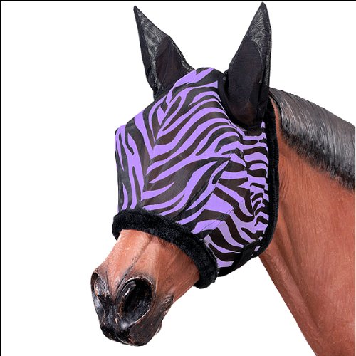 Tough 1 Zebra Mesh Fly Mask Purple Zebra - PawsPlanet Australia