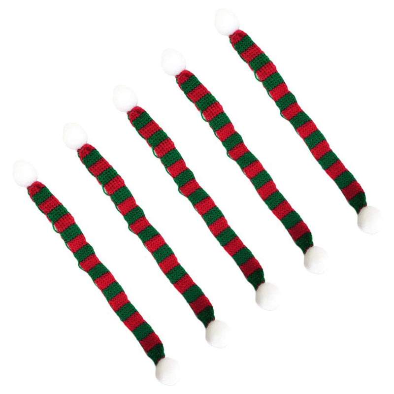 JANOU 12pcs Mini Christmas Scarf Green Red Stripe Knitted Scarves Small DIY Doll Clothes for Little Pet Dog Cat and Wine Bottle Christmas Gift Decoration - PawsPlanet Australia