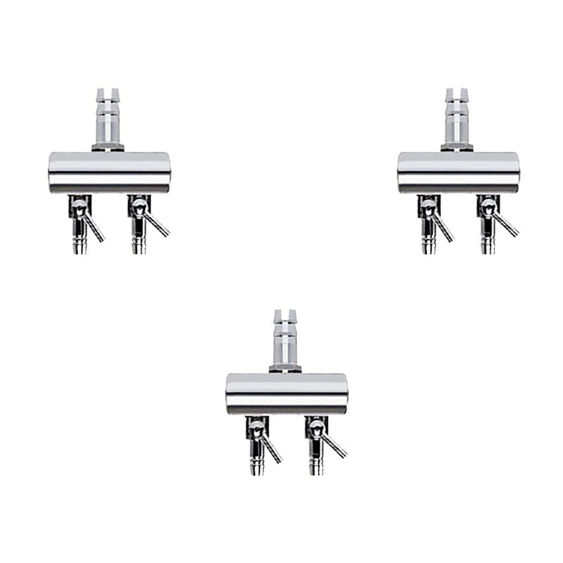 [Australia] - Aqua KT Aquarium Air Control Valve Distributor with Air Flow Control Lever, 2-Way Outlet, Made of Stainless, for Fish Tank Filter System, Pack of 3 
