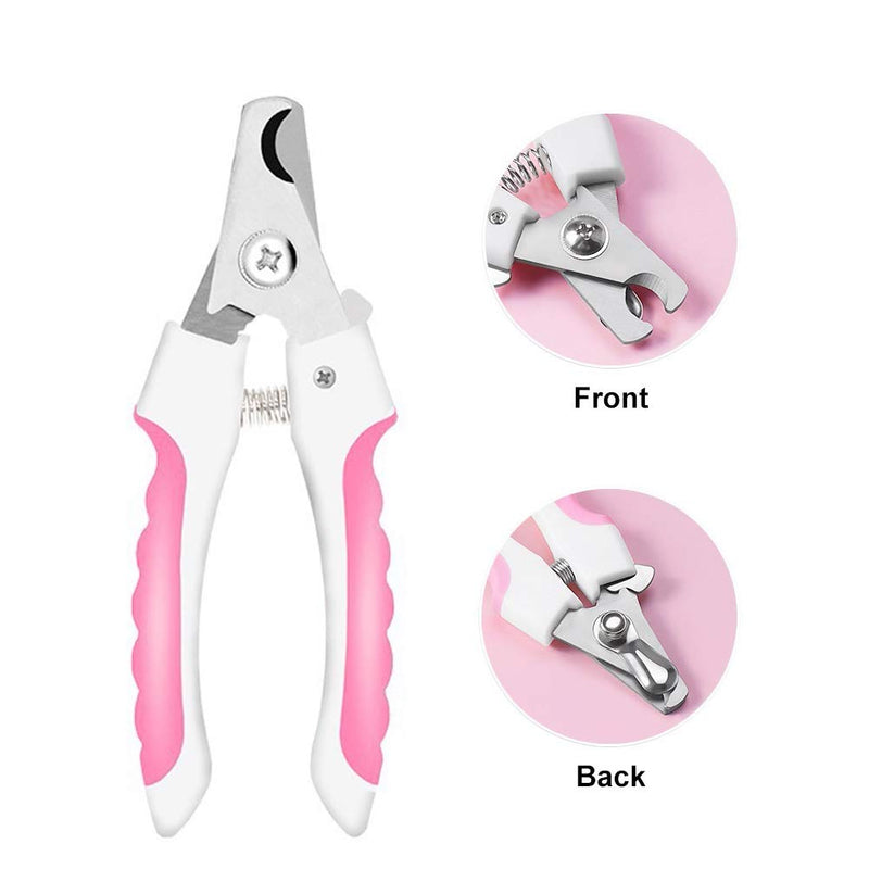 TopE Professional Pet Nail Trimmer with Safety Guard to Avoid Over-cutting Include Nail Clipper and Nail File for Small and Medium Dogs Cats Rabbits Birds, Pink - PawsPlanet Australia