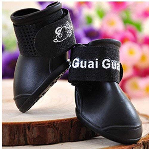 [Australia] - Pesp Cute Little Pet Dog Puppy Rain Snow Boots Shoes Booties Candy Colors Rubber Waterproof Anti-Slip Black 2# (4.5cm x 3.5cm / 1.77" x 1.38") 