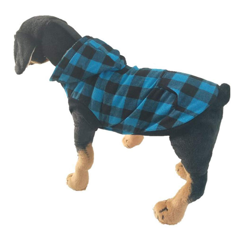 Rantow Windproof Pet Dog Jacket Winter Coat Detachable Hat Cold Weather Dog Vest Red Plaid/Blue Plaid Puppy Hoodie Sweater Clothing Outfits XXL Blue - PawsPlanet Australia