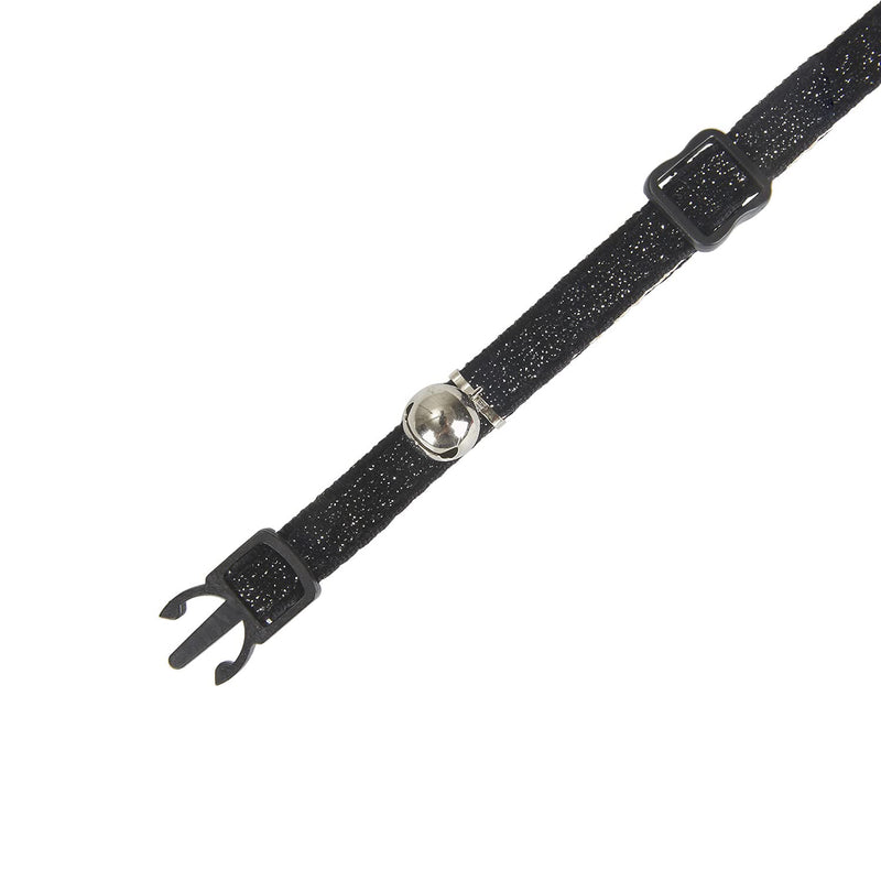 YUDOTE Soft Comfy Cat Collar Bling Bling with Safety Quick Release Buckle amd Jingle Bell,Adjustable 19-28cm,Single Pack,Black 19-28cm Neck, 1.0cm Width Black - PawsPlanet Australia