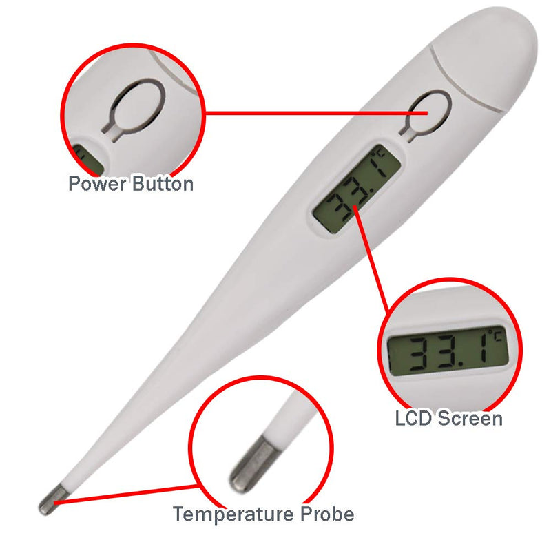 Pet Thermometer For Animal Owners of Dogs Cats Horses Vets Fixed Head Digital Temperature Probe Includes Veterinary Hobdays Chart - PawsPlanet Australia