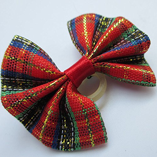 Chenkou Craft 20pcs New Dog Hair Bow With Rubber Band Rhinestone Pet Grooming Products Mix Colors Varies Patterns Pet Hair Bows Dog Accessories - PawsPlanet Australia